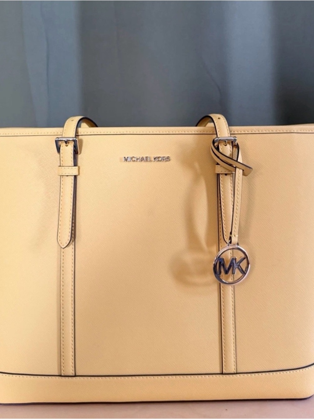 Michael Kors Pale Yellow Saffiano Leather Tote